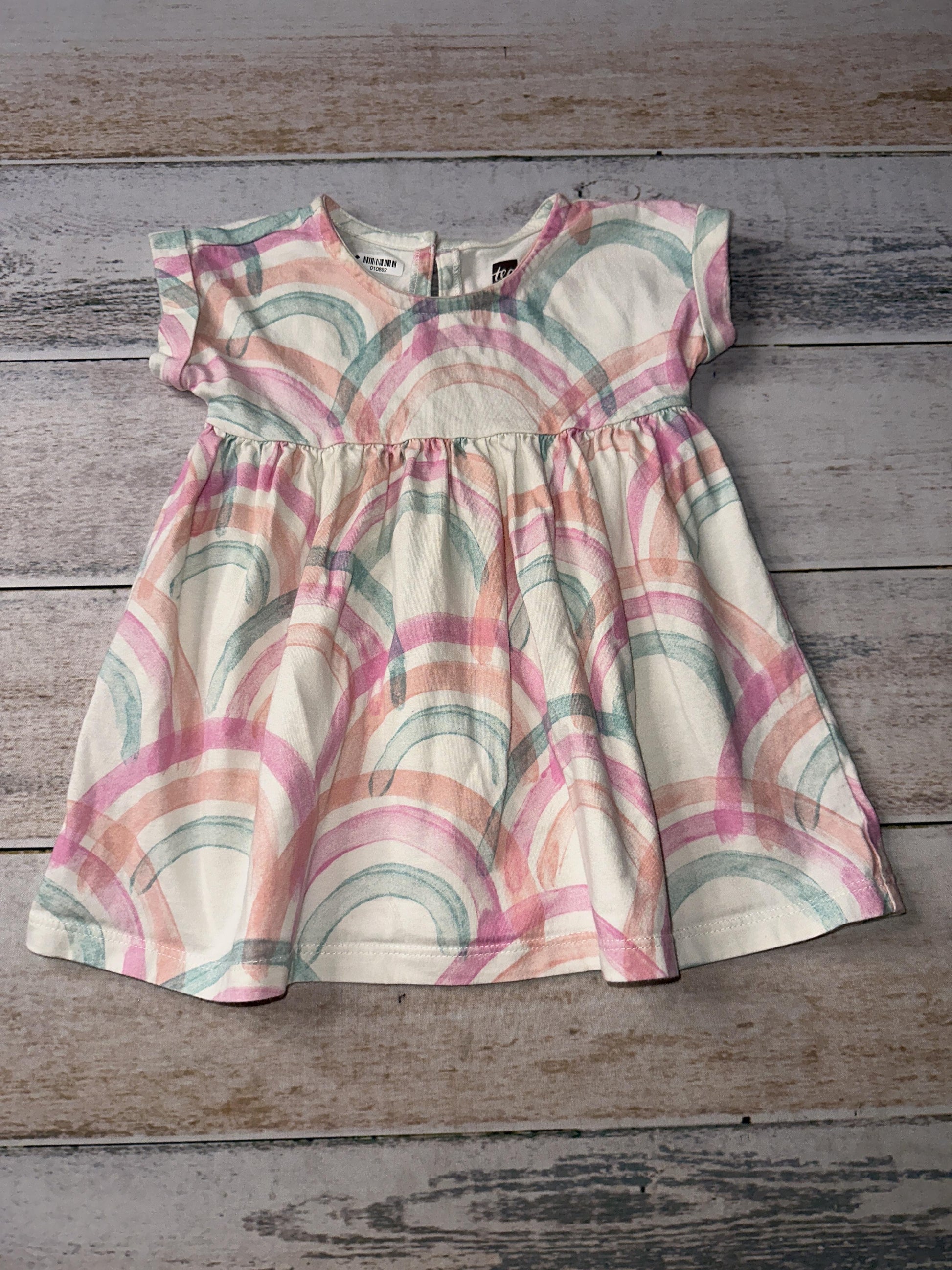 Tea Girls White | Turquoise | pink Dress Size: 9-12 Months White | Turquoise | pink