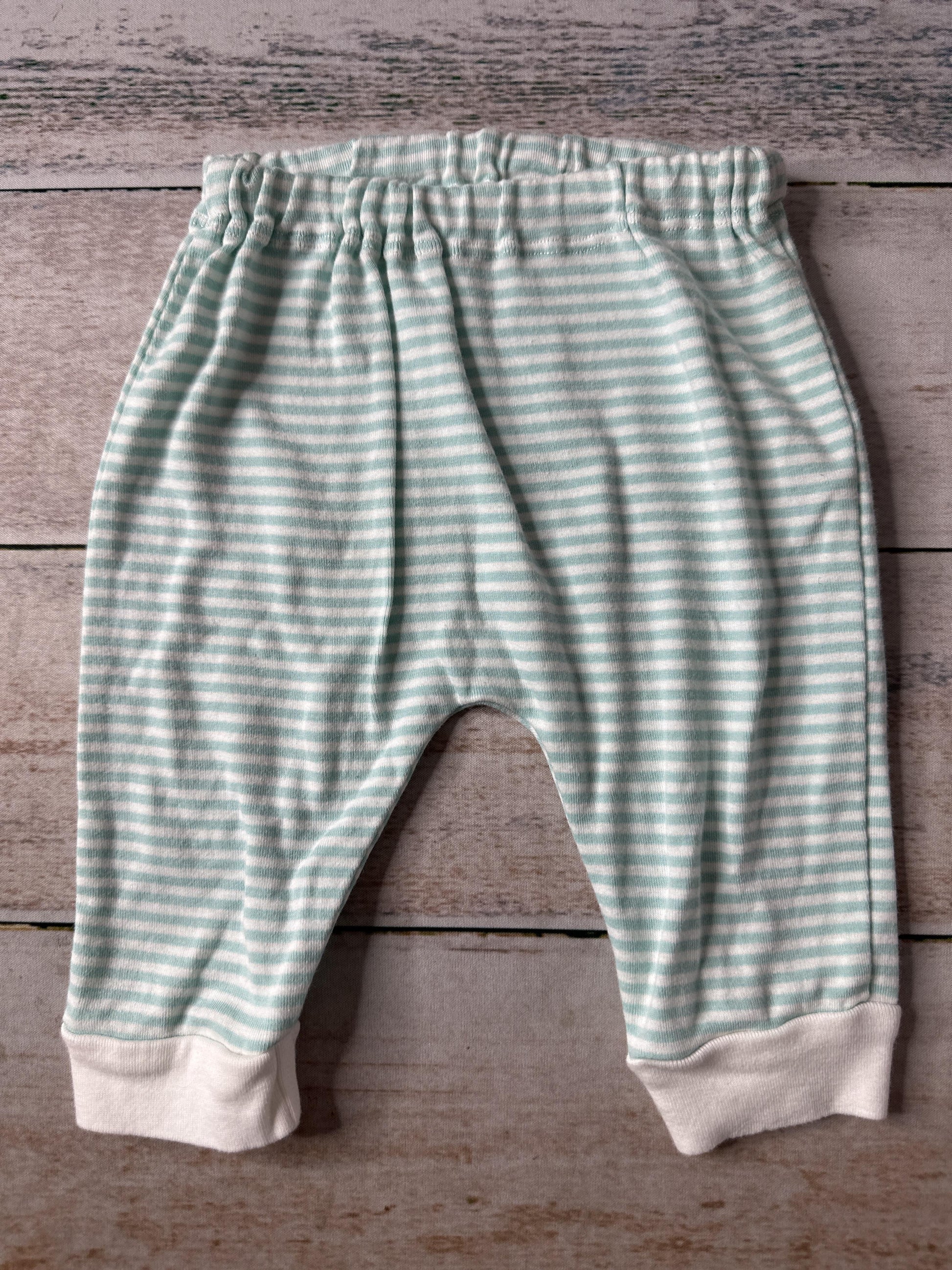 Under The Nile Unisex White | Turquoise | Stripe Pants Size: 3-6 months White | Turquoise | Stripe