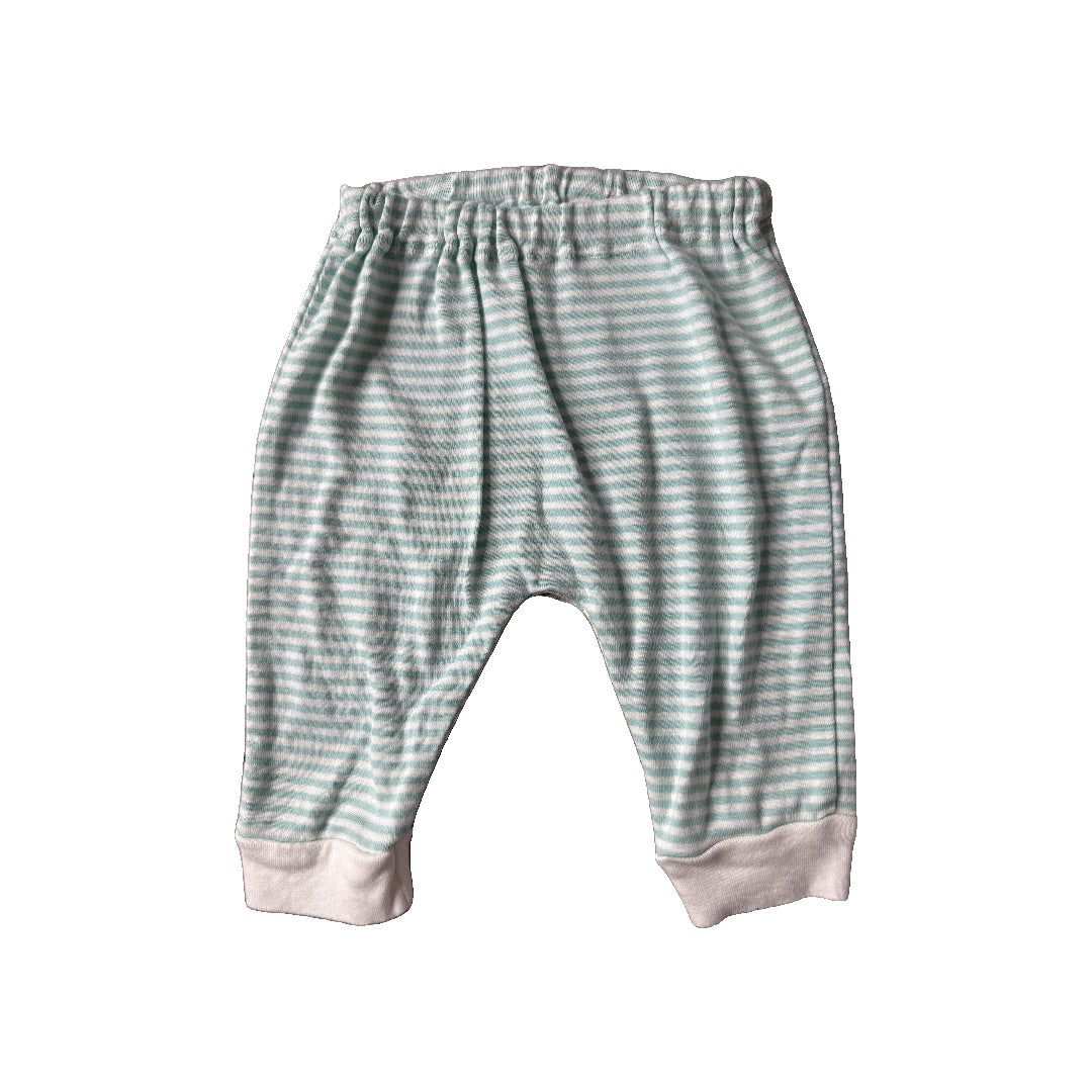 Under The Nile Unisex White | Turquoise | Stripe Pants Size: 3-6 months White | Turquoise | Stripe