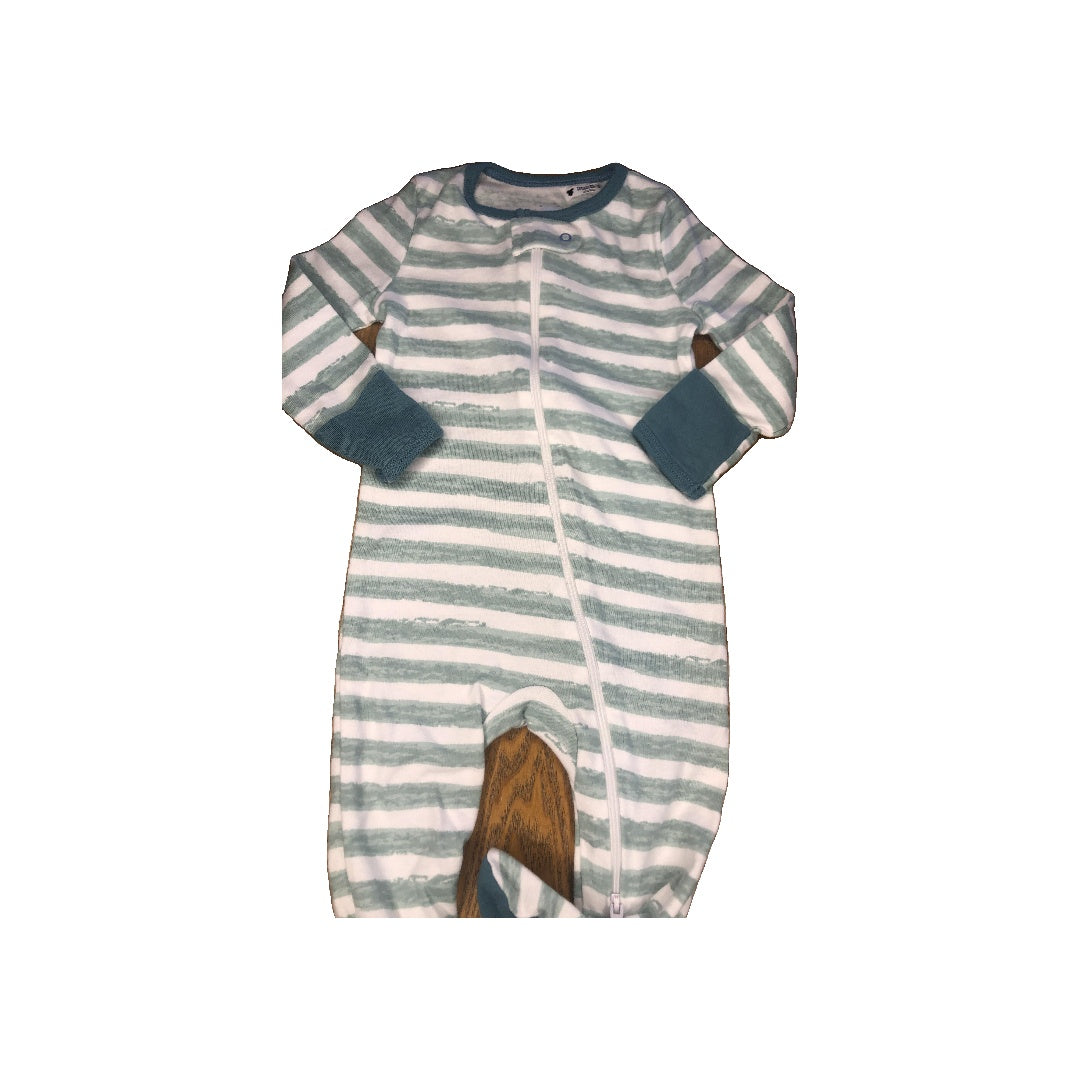 Cloud Island Unisex White | Turquoise | Striped Pajamas Size: 6-9 months White | Turquoise | Striped