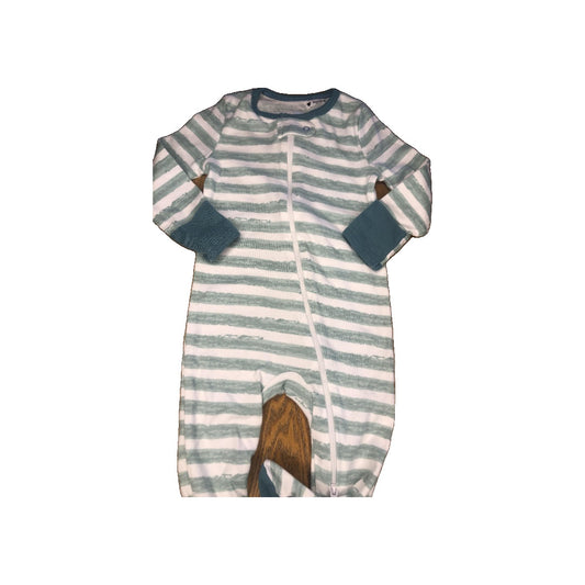 Cloud Island Unisex White | Turquoise | Striped Pajamas Size: 6-9 months White | Turquoise | Striped