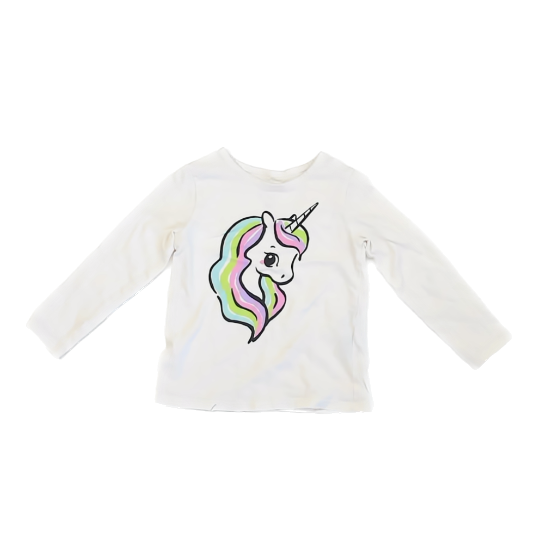 H&M Girls White | Unicorn Long Sleeve T-Shirt Size: 3-4T White | Unicorn