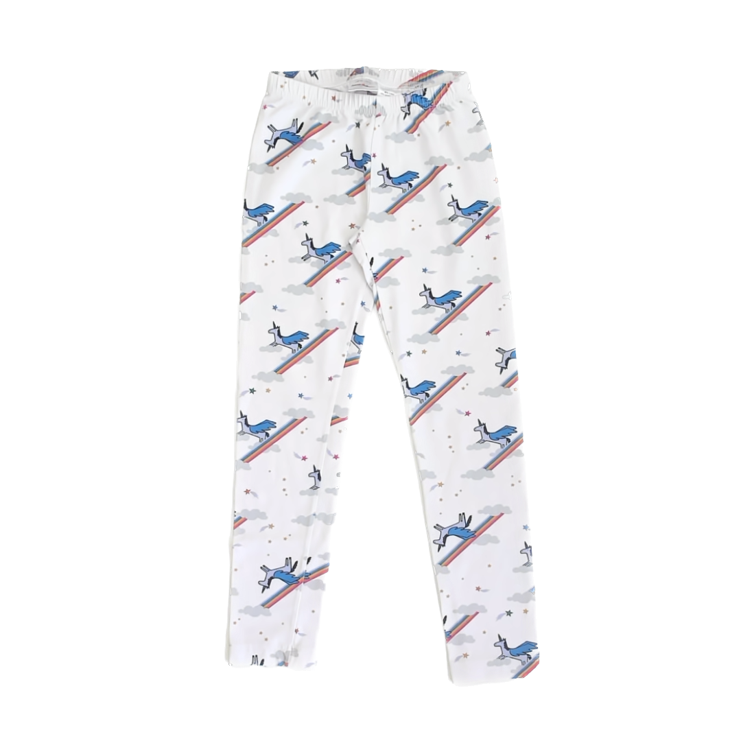 Hanna Andersson Girls White Unicorn Leggings Size: 10 Years White Unicorn