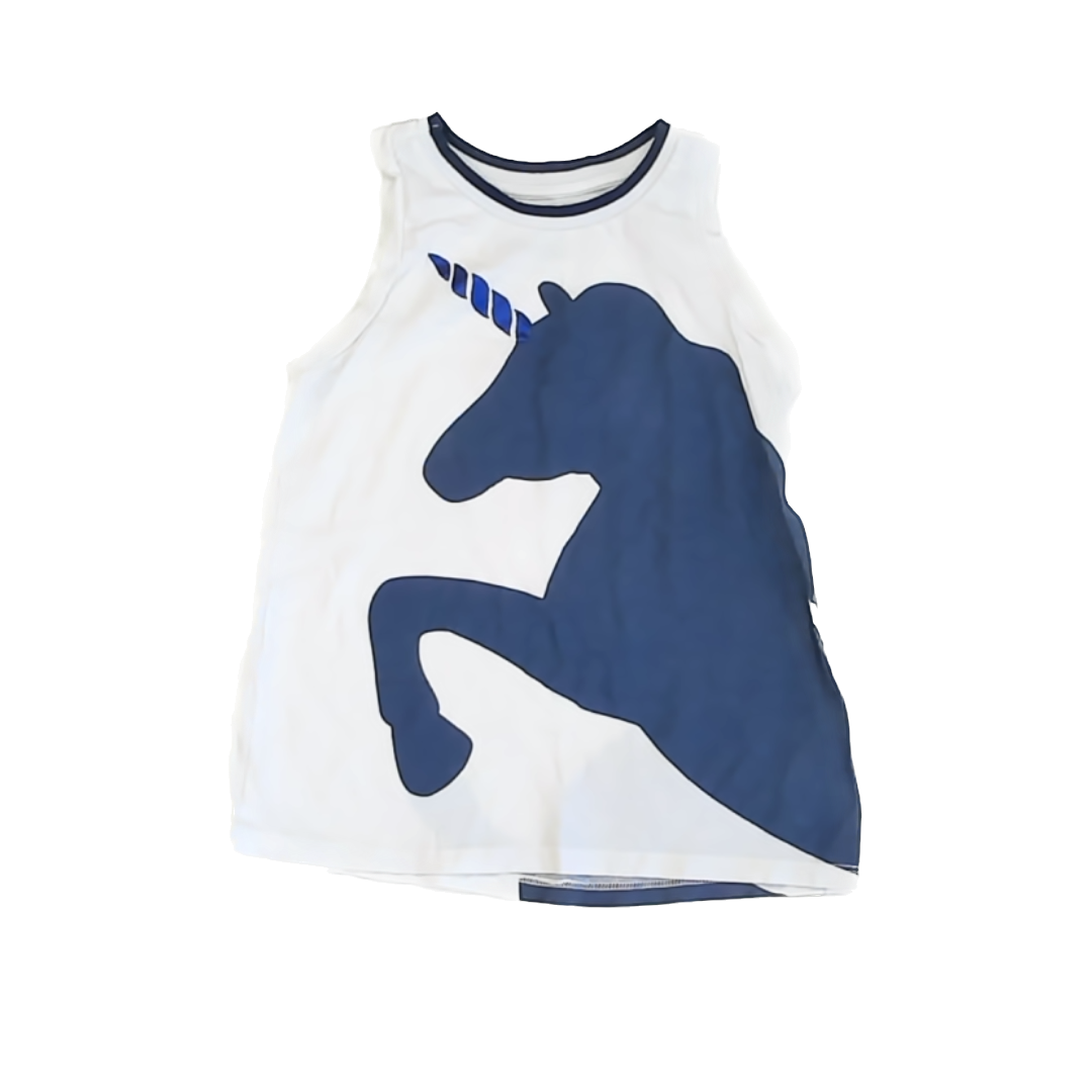 Rockets Of Awesome Girls White Unicorn Tank Top Size: 8 Years White Unicorn
