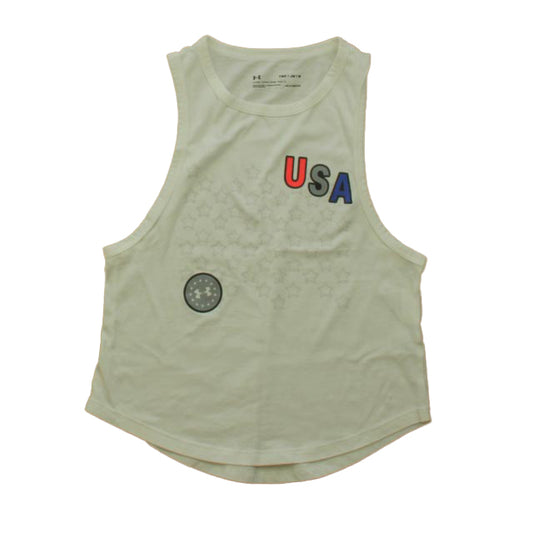 Under Armour Girls White USA Tank Top Size: 10-12 Years