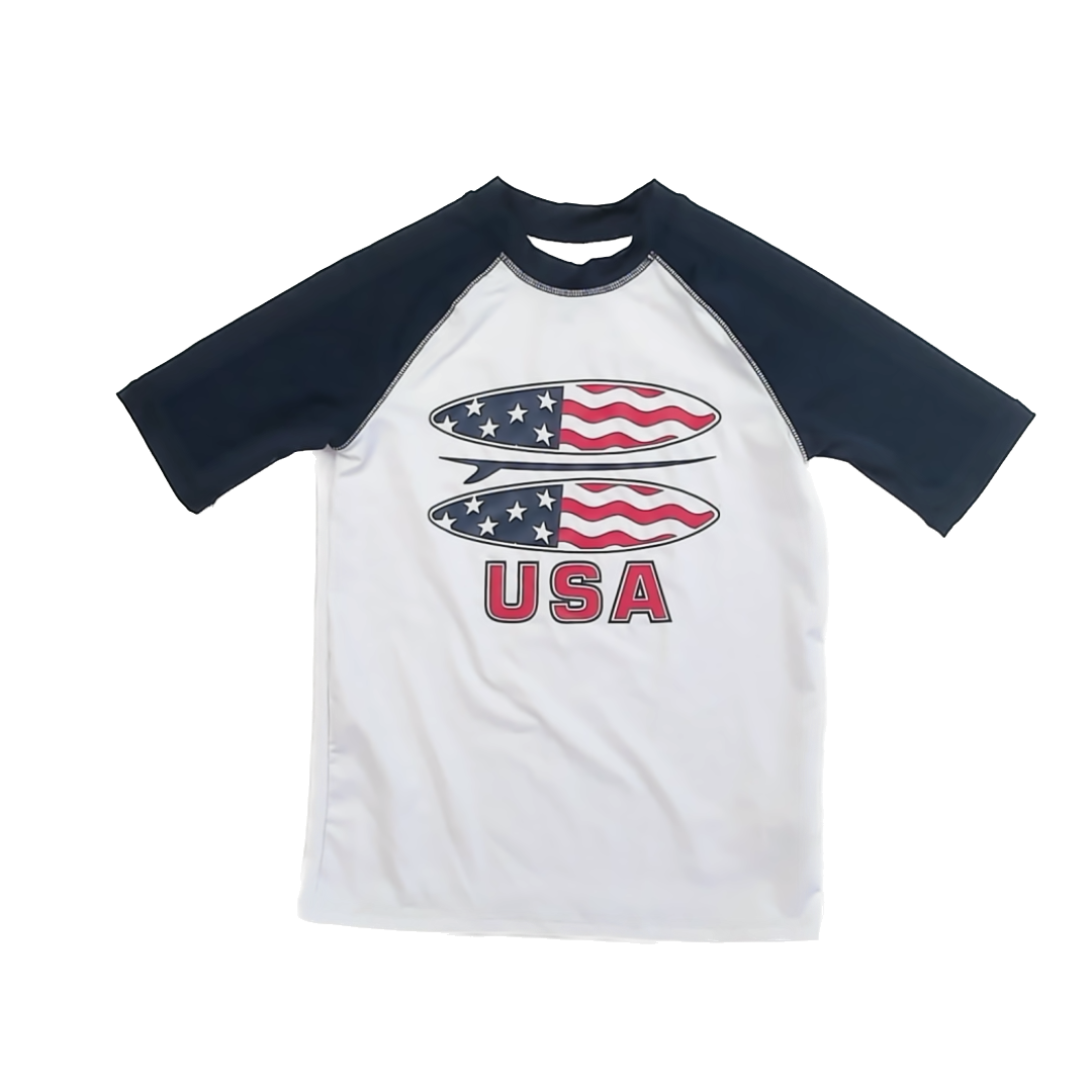 Children's Place Boys White USA Rashguard Size: YLG (14-16 Years) White USA