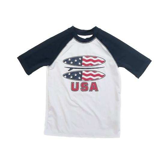 Children's Place Boys White USA Rashguard Size: YLG (14-16 Years) White USA