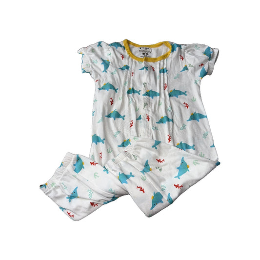 Babysoy Boys White | whales | Yellow | Blue Romper Size: 12-18 months White | whales | Yellow | Blue