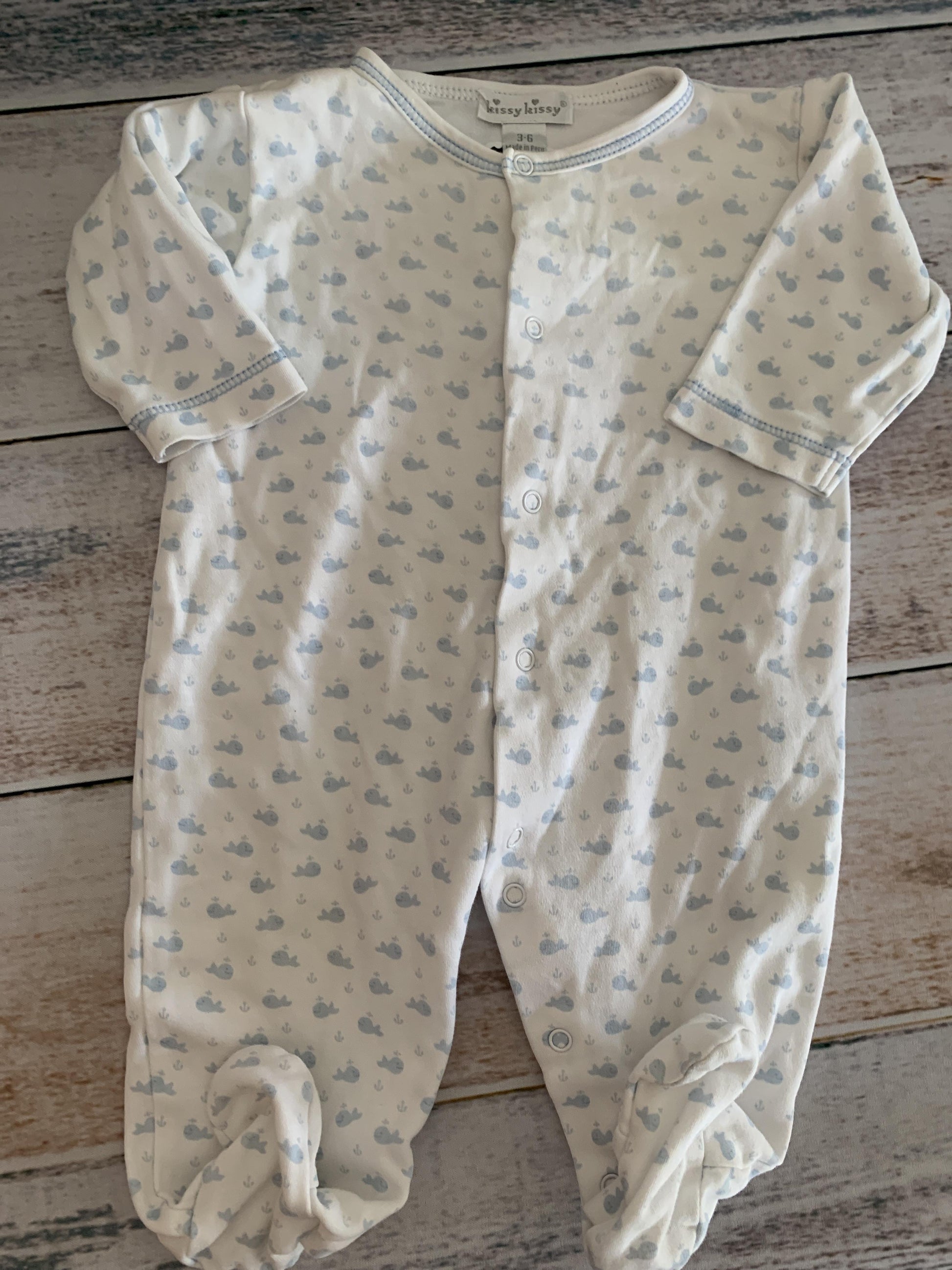 Kissy Kissy Boys White | whales Pajamas Size: 3-6 months White | whales