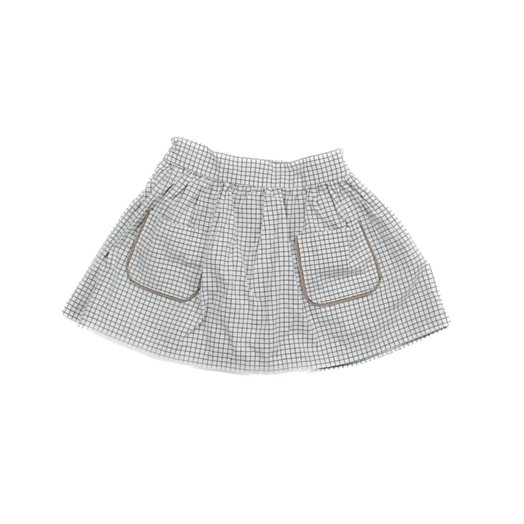 Maison Mini Girls White windowpane Skirt Size: 5T White windowpane