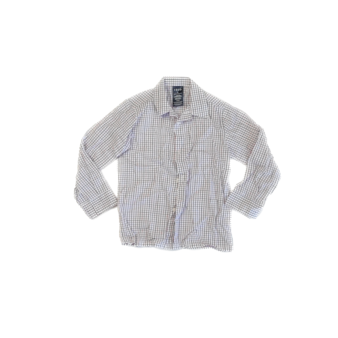 Izod Boys White windowpane Button Down Long Sleeve Size: 6 Years White windowpane