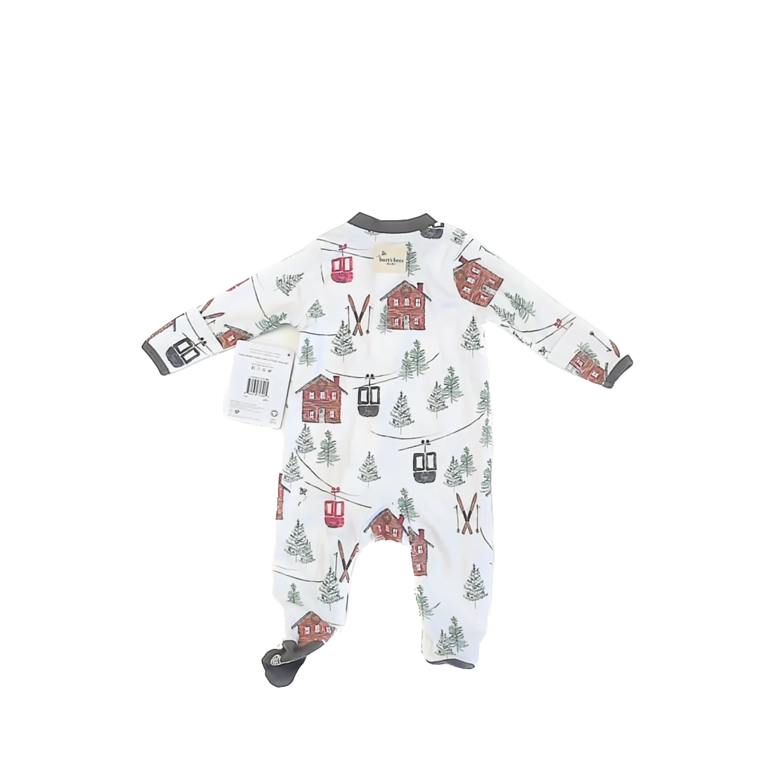 Burt's Bees Boys White | Winter 1-piece footed Pajamas Size: 0-3 Months White | Winter