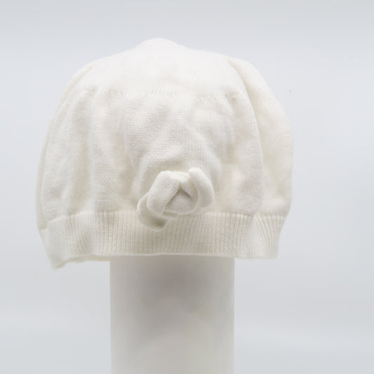 FAO Girls White with Bow Hat Size: 3-6 Months White with Bow