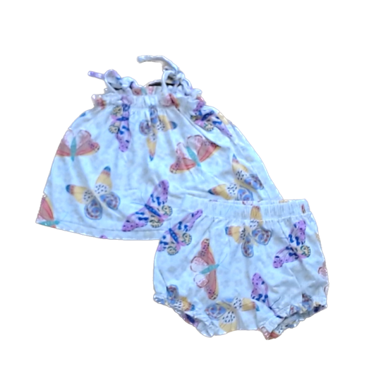 Tea Collection Girls White with Butterflies Set Shirt Size: 18-24 Months White with Butterflies Set