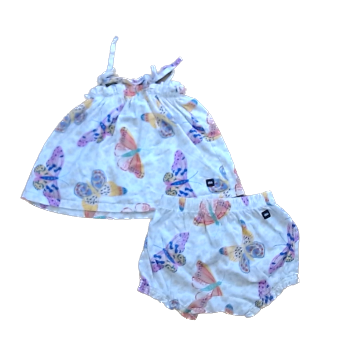 Tea Collection Girls White with Butterflies Set Shirt Size: 18-24 Months White with Butterflies Set