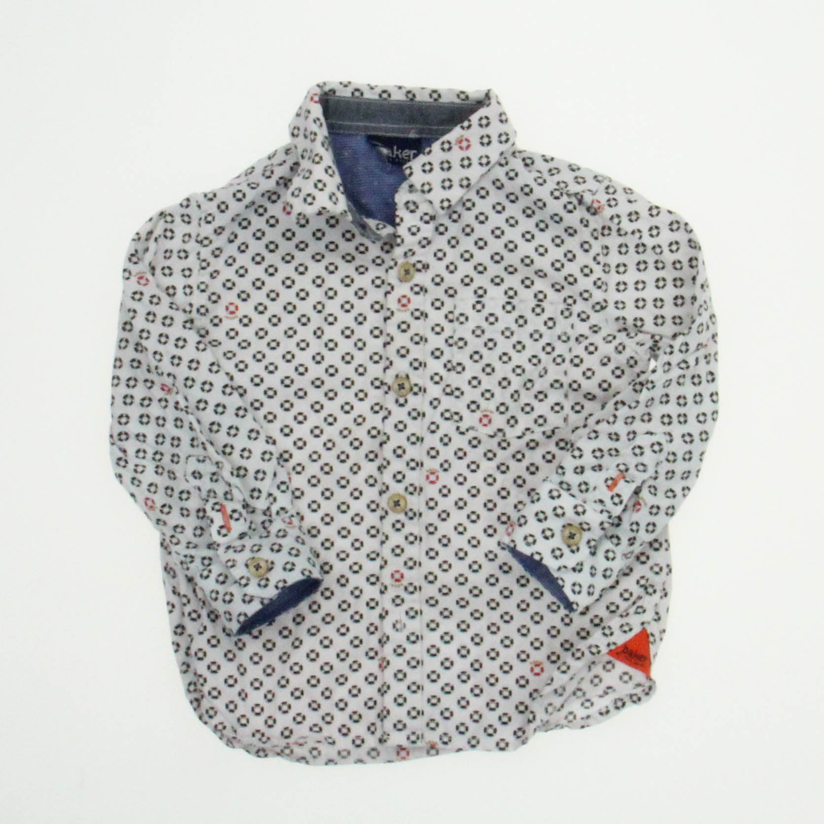 Ted Baker Boys White with intertubes Button Down Long Sleeve Size: 6-12 Months White with intertubes