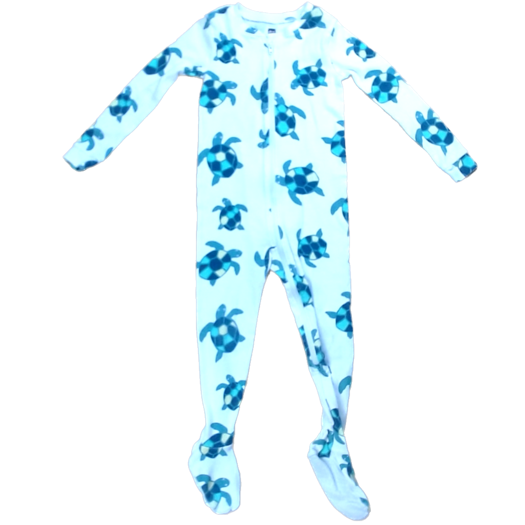 Tea Collection Unisex White with Sea Turtles 1-piece footed Pajamas Size: 3T White with Sea Turtles