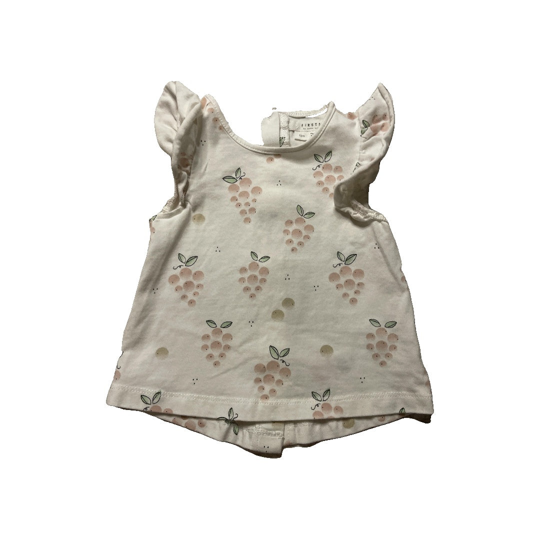 Firsts Girls White | Wool White | pink Tank Top Size: 12 months White | Wool White | pink