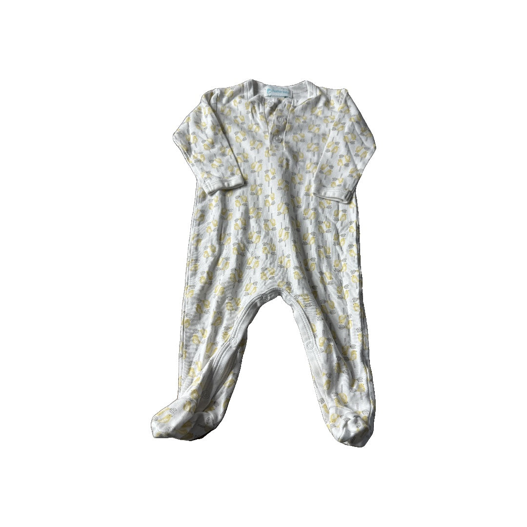 Feather Baby Unisex White | Yellow | Birds Long Sleeve Outfit Size: 3-6 months White | Yellow | Birds