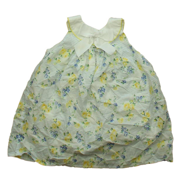 Janie and Jack Girls White | Yellow | Blue Floral Dress Size: 18-24 Months