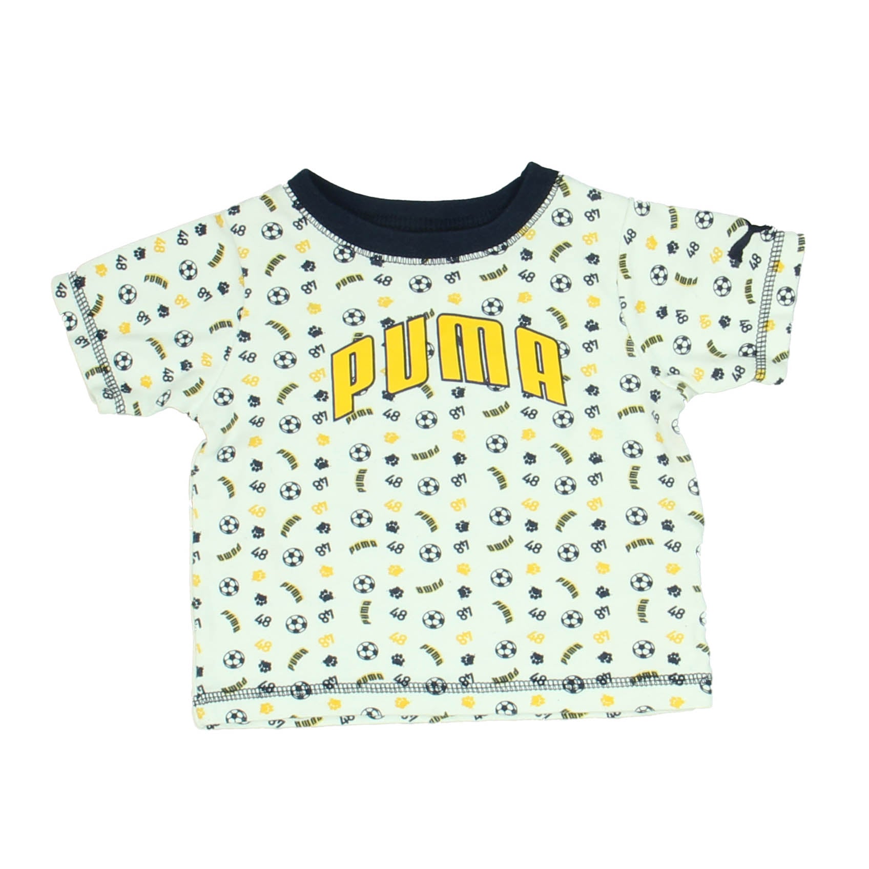 Puma Boys White | Yellow | Blue T-Shirt Size: 12 Months White | Yellow | Blue