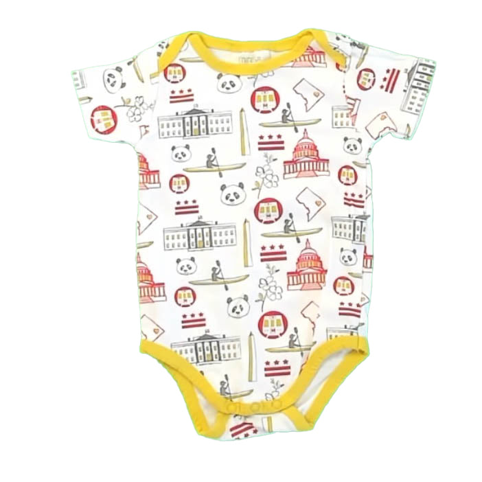 Mirasa Unisex White | Yellow Capital Onesie Size: 3-6 Months White | Yellow Capital