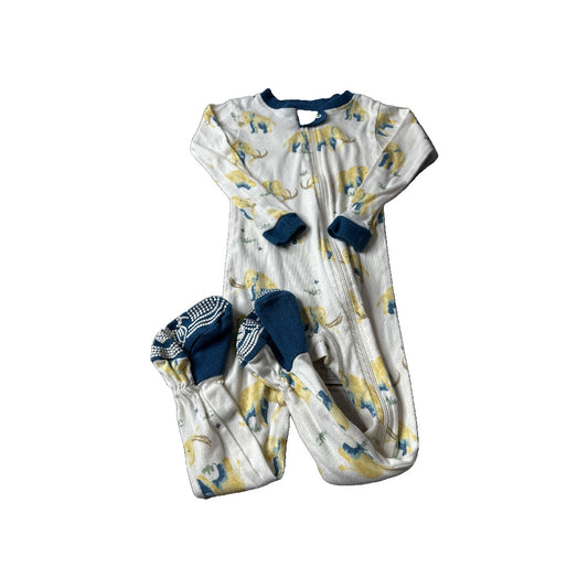 Burt's Bees Boys White | Yellow | Elephant Pajamas Size: 24 months White | Yellow | Elephant
