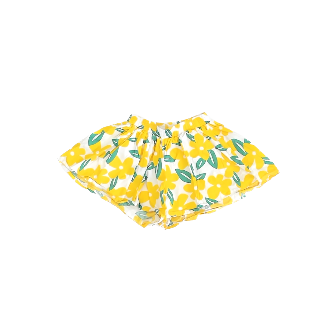 Unknown Girls White | Yellow Floral Shorts Size: 130 (7-8) White | Yellow Floral