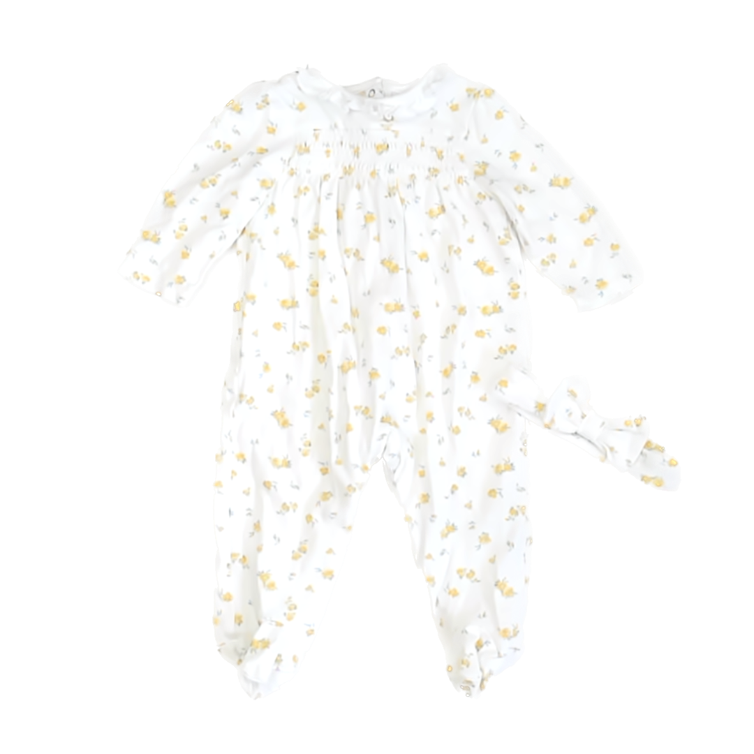 Little Me Girls White | Yellow Floral Long Sleeve Outfit Size: 9 Months White | Yellow Floral