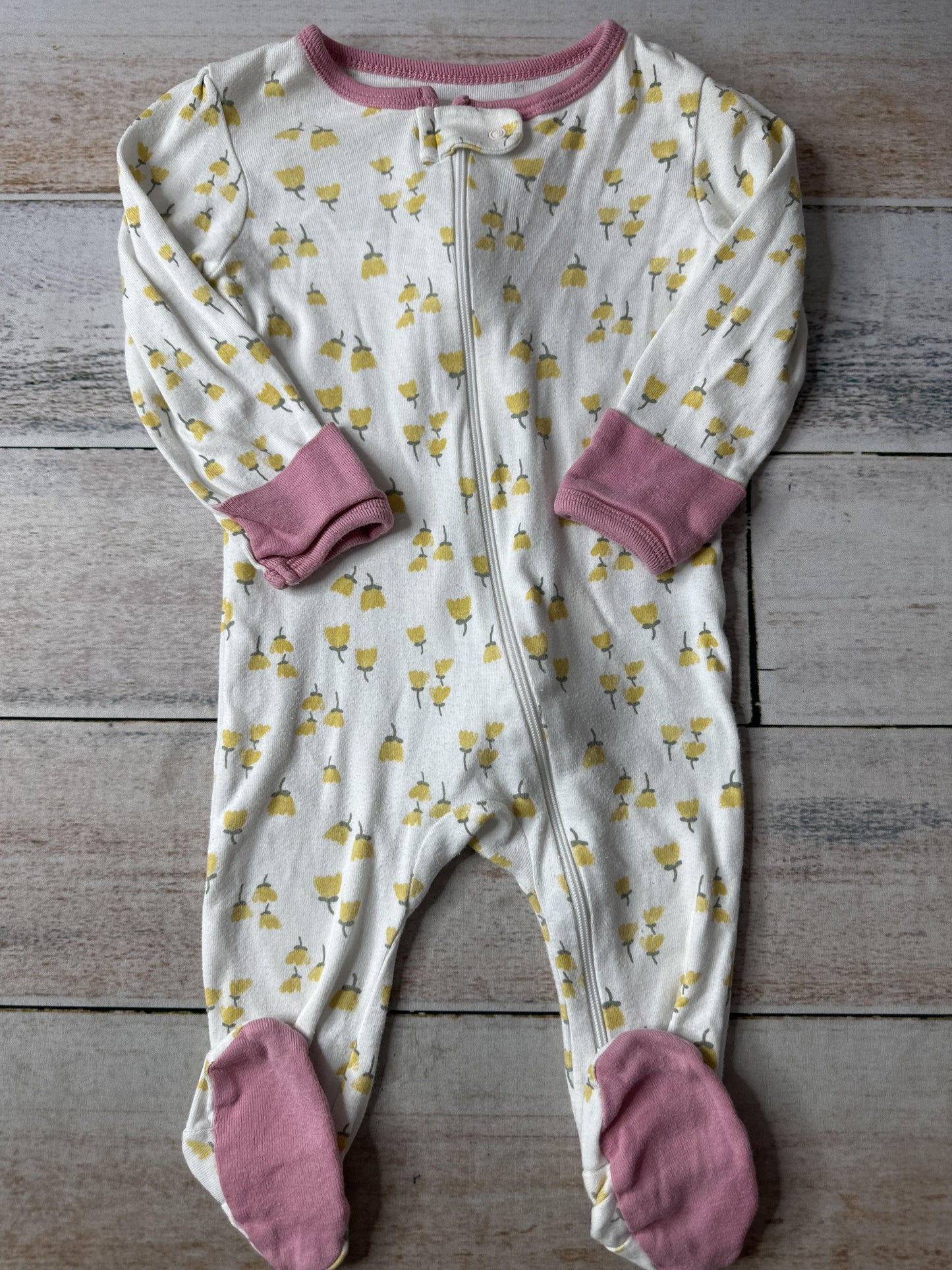 Cloud Island Girls White | Yellow | Flowers Pajamas Size: 6-9 months White | Yellow | Flowers
