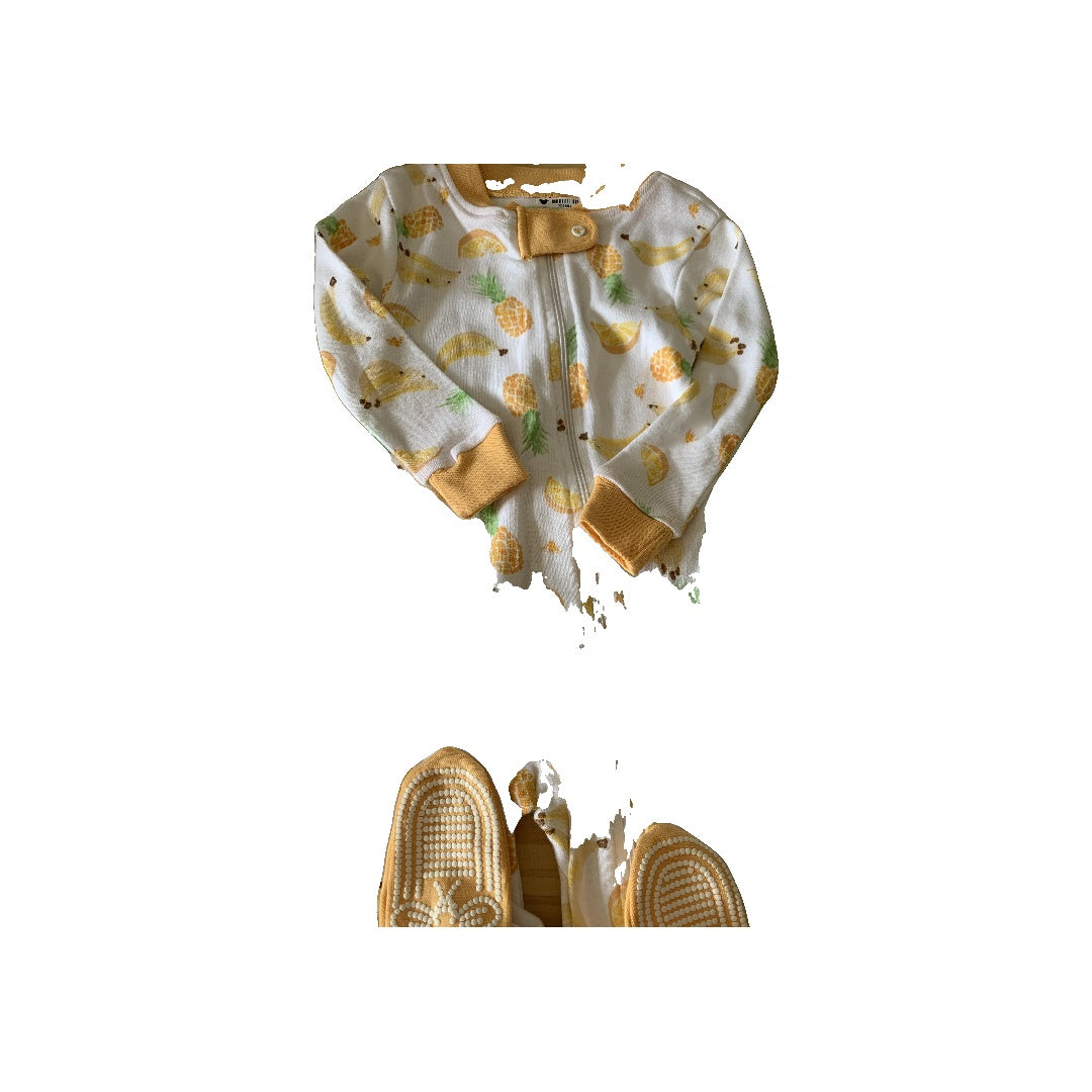 Burt's Bees Girls White | Yellow | Fruit Pajamas Size: 6-9 months White | Yellow | Fruit