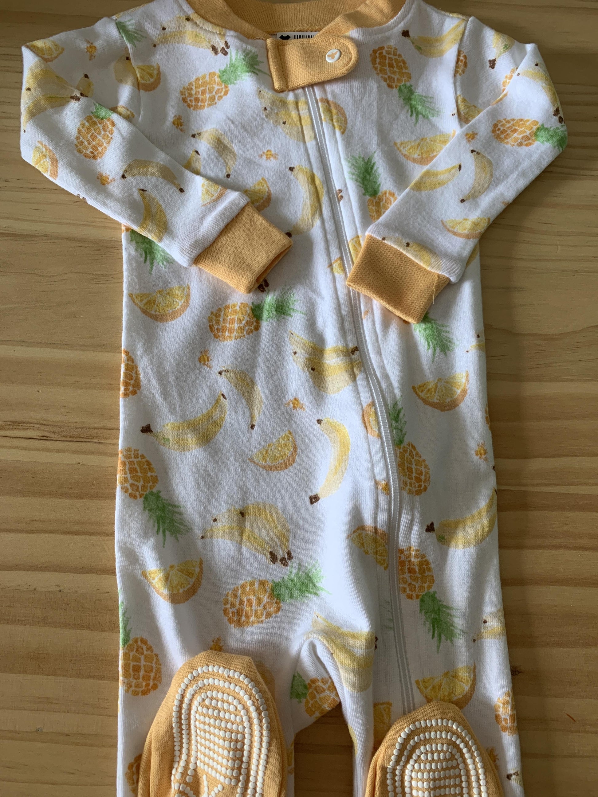 Burt's Bees Girls White | Yellow | Fruit Pajamas Size: 3-6 months White | Yellow | Fruit