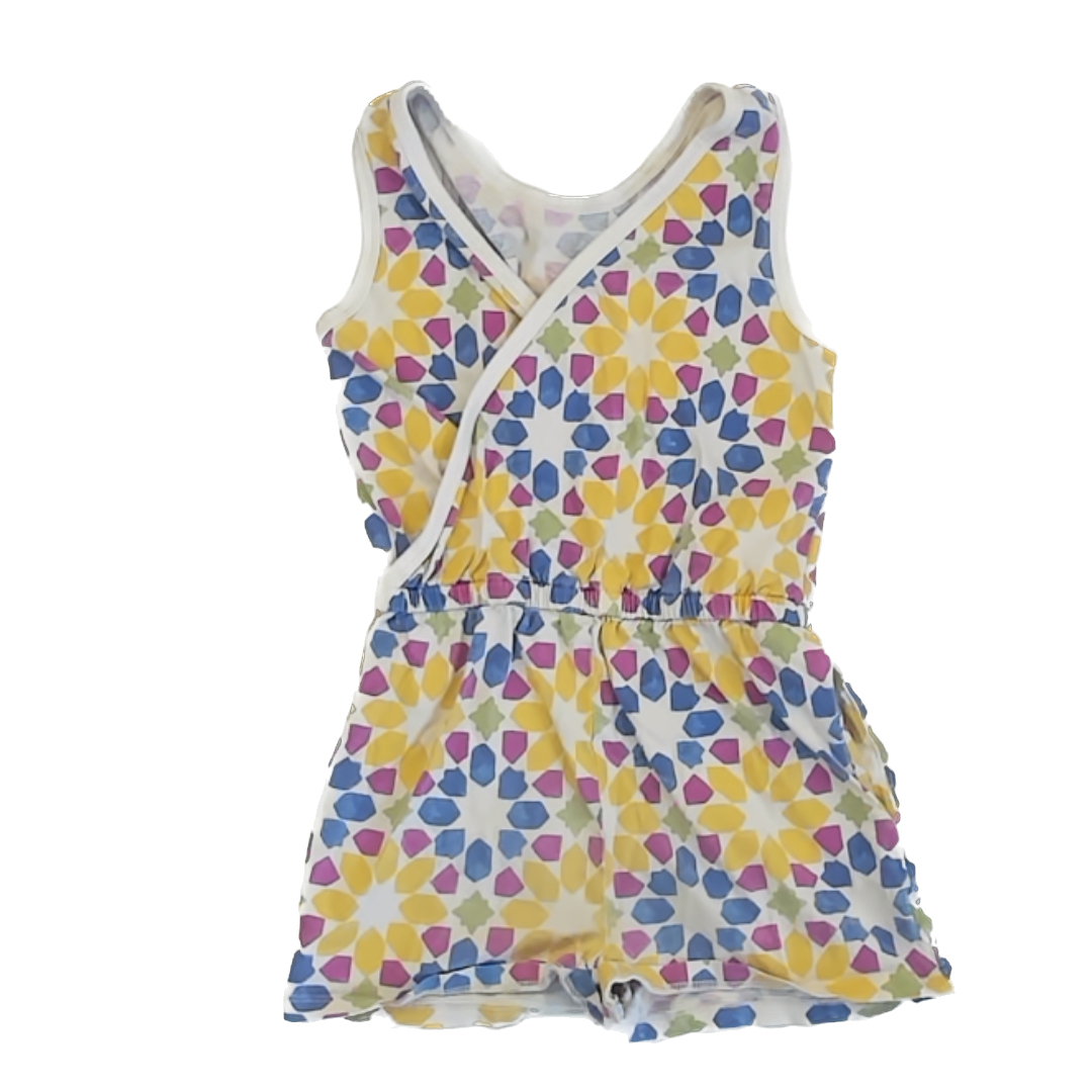 Tea Collection Girls White | Yellow | Green | Pink | Blue Romper Size: 7 Years White | Yellow | Green | Pink | Blue