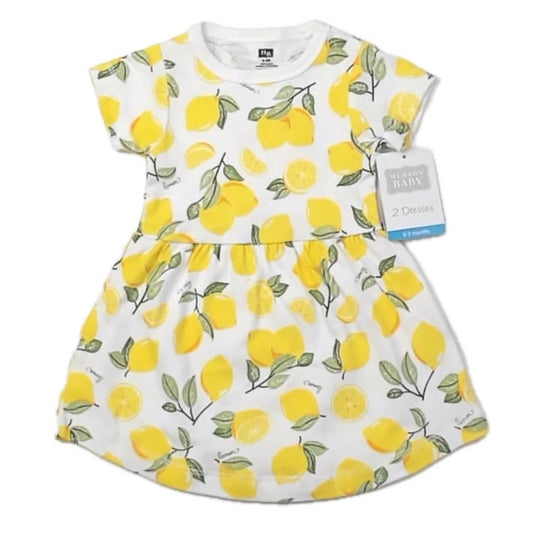 HB Girls White | Yellow Lemos Dress Size: 0-3 Months White | Yellow Lemos
