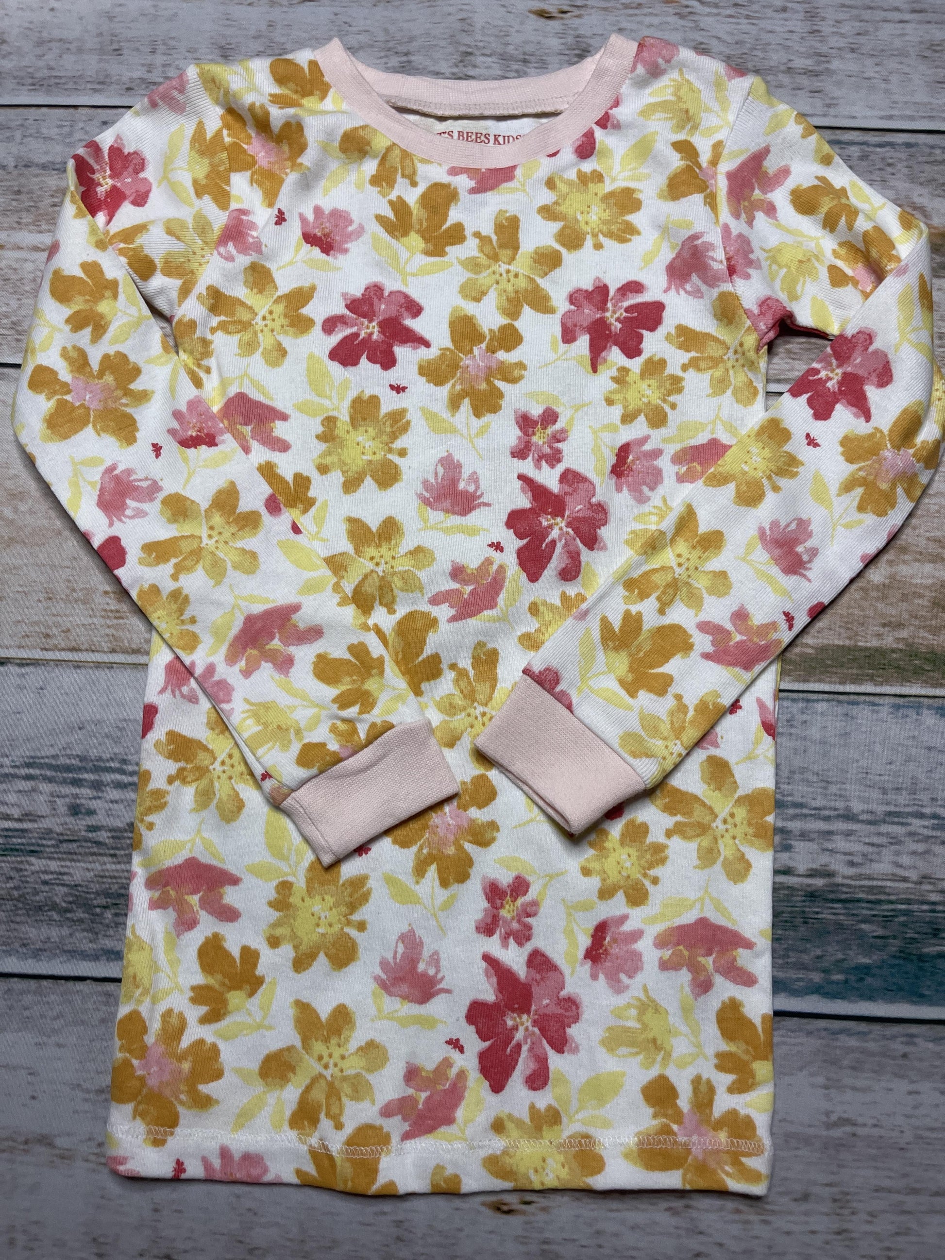 Burt's Bees Girls White | Yellow | pink Pajamas Size: 4T White | Yellow | pink