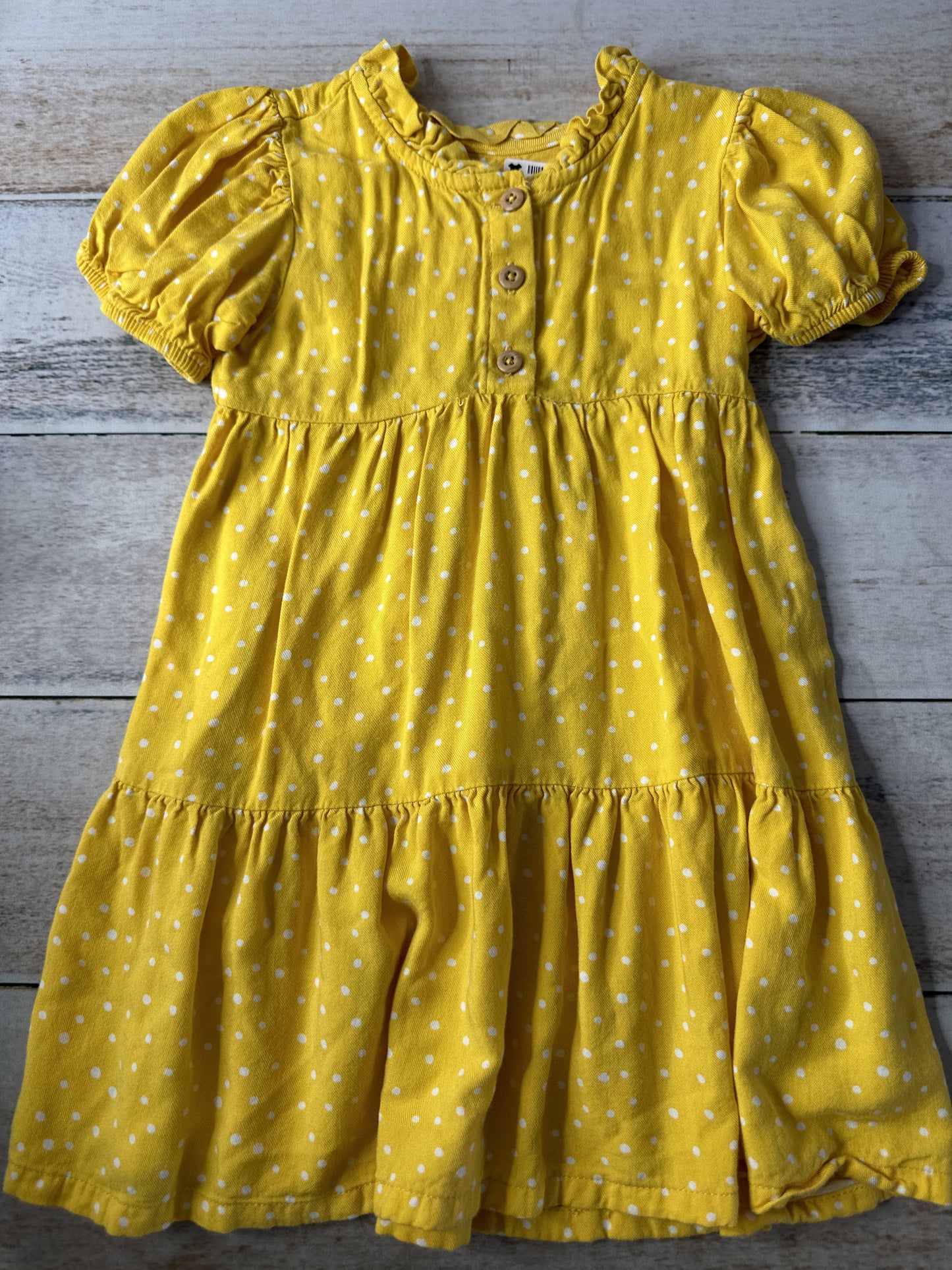 WonderNation Girls White | Yellow | polka dot Dress Size: 3T White | Yellow | polka dot