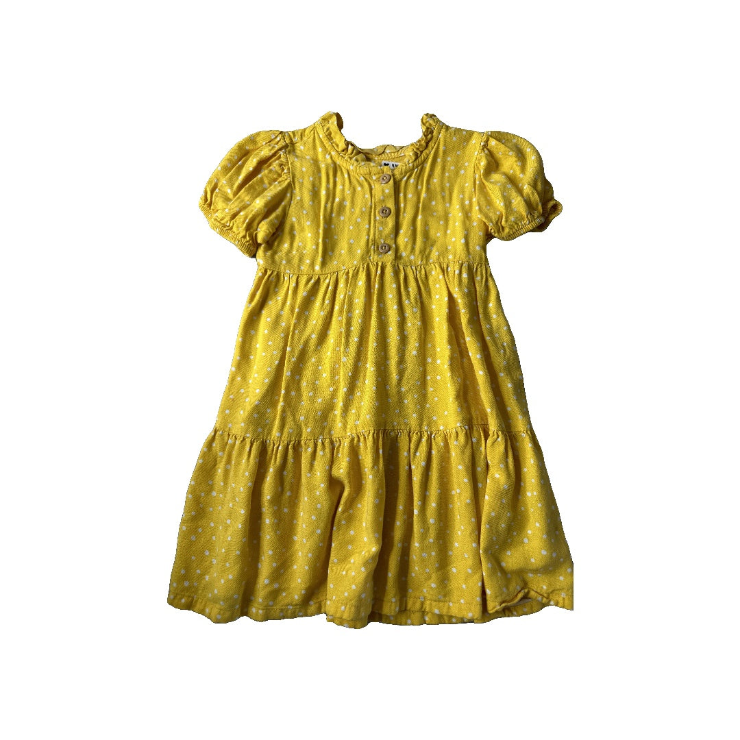 WonderNation Girls White | Yellow | polka dot Dress Size: 3T White | Yellow | polka dot