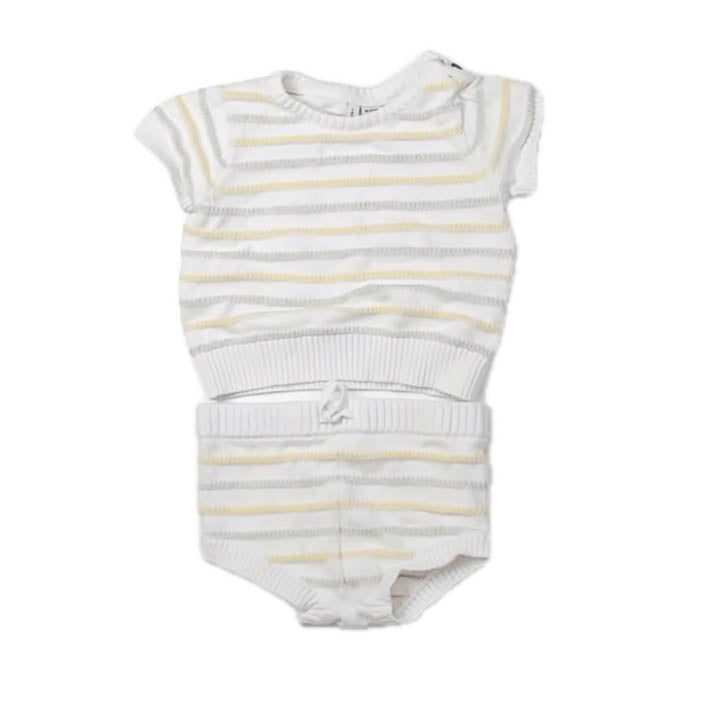 Janie and Jack Girls White | Yellow Stripe Apparel Sets Size: 12-18 Months White | Yellow Stripe