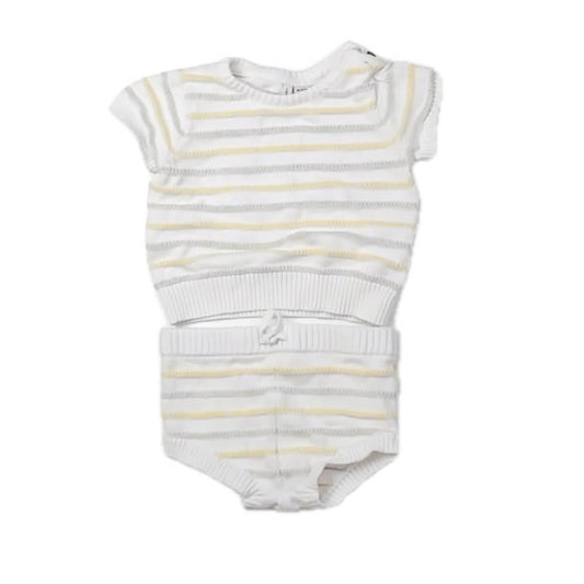 Janie and Jack Girls White | Yellow Stripe Apparel Sets Size: 12-18 Months White | Yellow Stripe