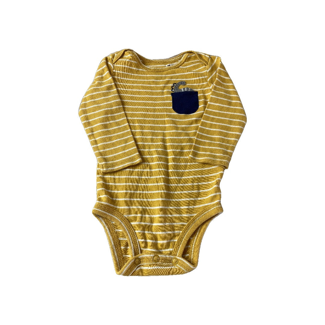 Carters Unisex White | Yellow | Striped Onesie Size: 9 months White | Yellow | Striped