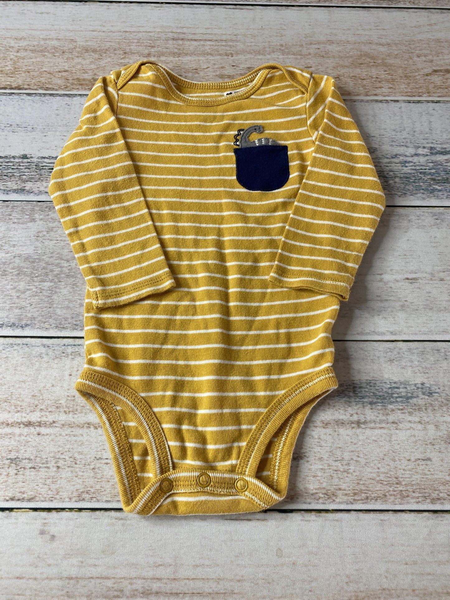 Carters Unisex White | Yellow | Striped Onesie Size: 9 months White | Yellow | Striped