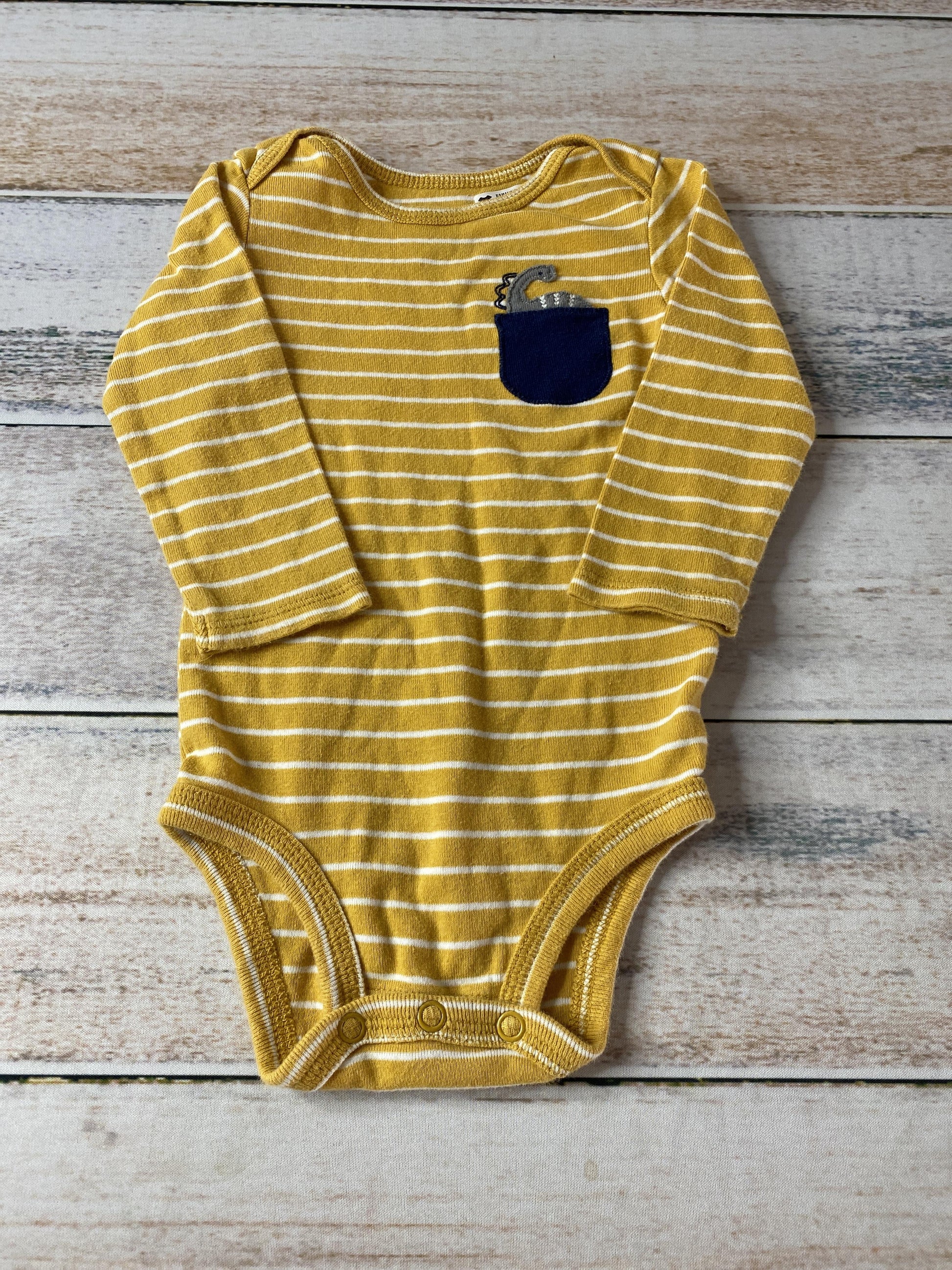 Carters Unisex White | Yellow | Striped Onesie Size: 9 months White | Yellow | Striped