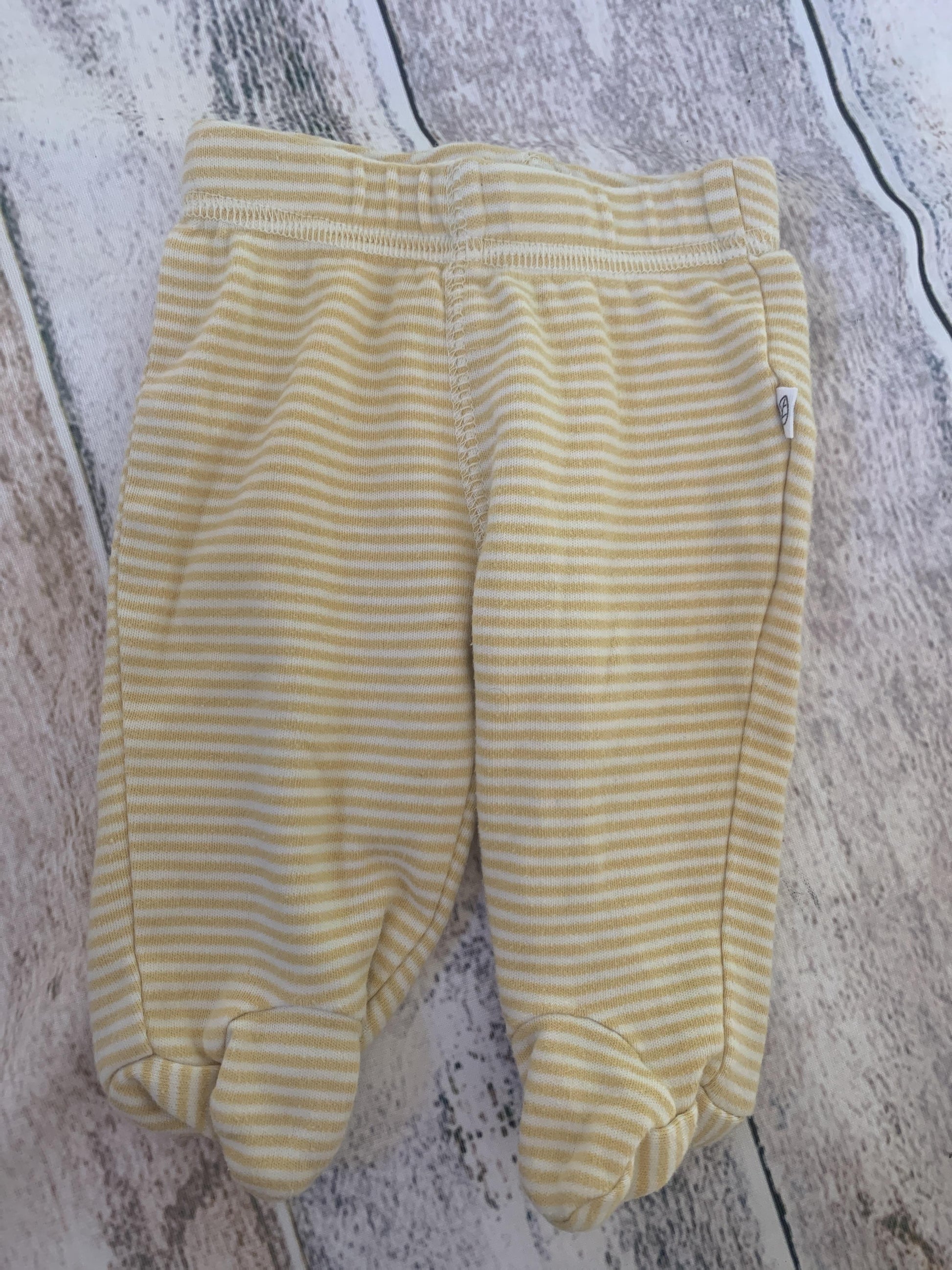 Oliver & Rain Boys White | Yellow | Striped Pants Size: Newborn White | Yellow | Striped