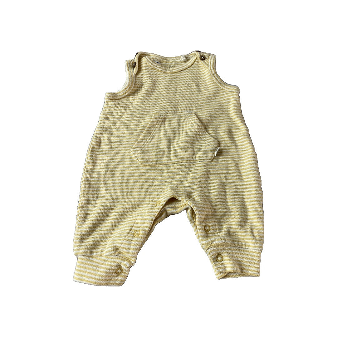 Oliver & Rain Girls White | Yellow | Striped Romper Size: Newborn White | Yellow | Striped