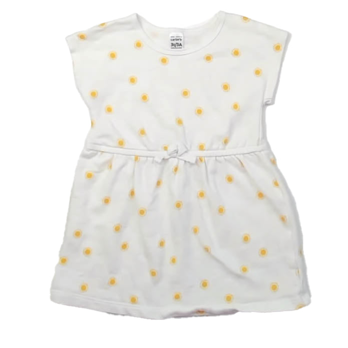Carter's Girls White | Yellow Suns Dress Size: 3T White | Yellow Suns