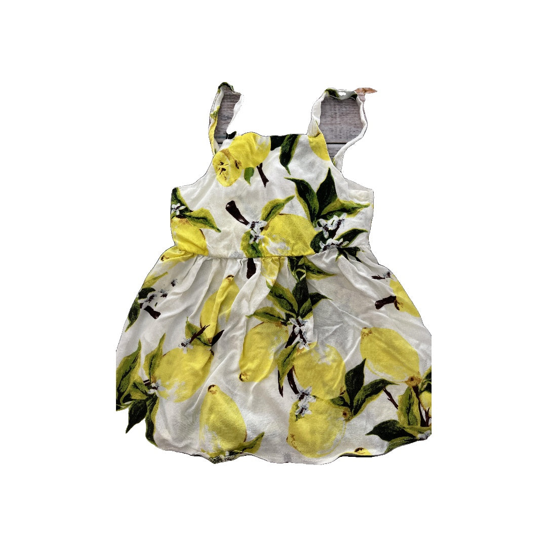 FunkyBerry Girls White | Yellow Dress Size: 9-12 Months White | Yellow