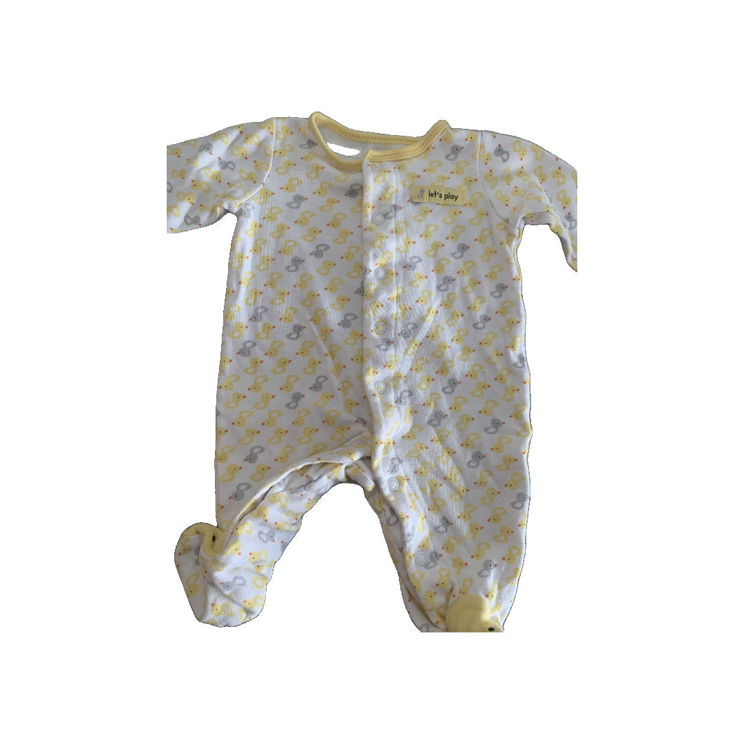 Child of Mine Unisex White | Yellow Pajamas Size: 0-3 months White | Yellow