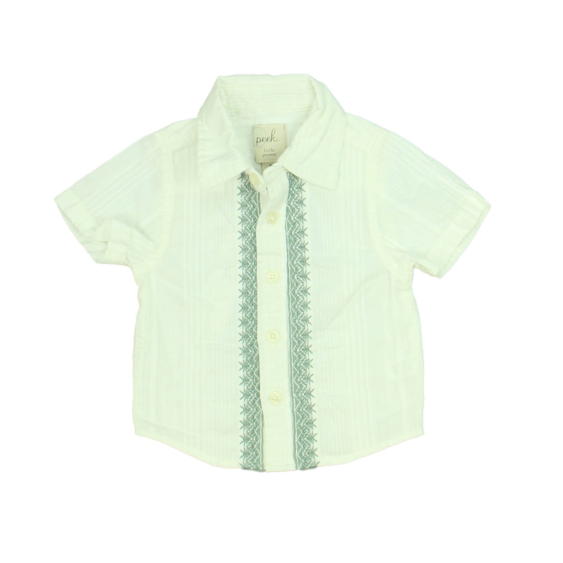 Peek Boys White Button Down Short Sleeve Size: 6-12 Months White