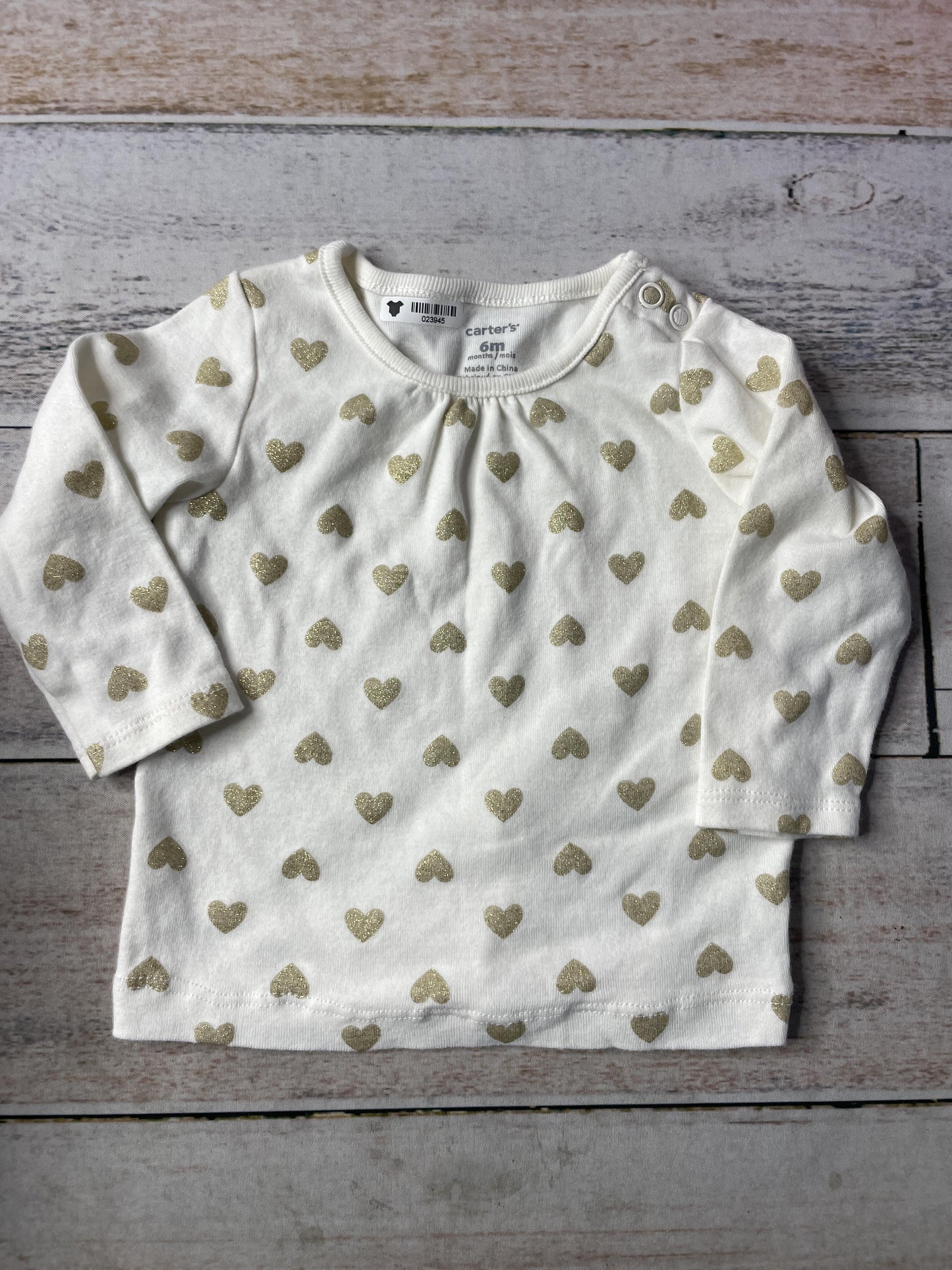 Carters Girls White Shirt Size: 6 months White