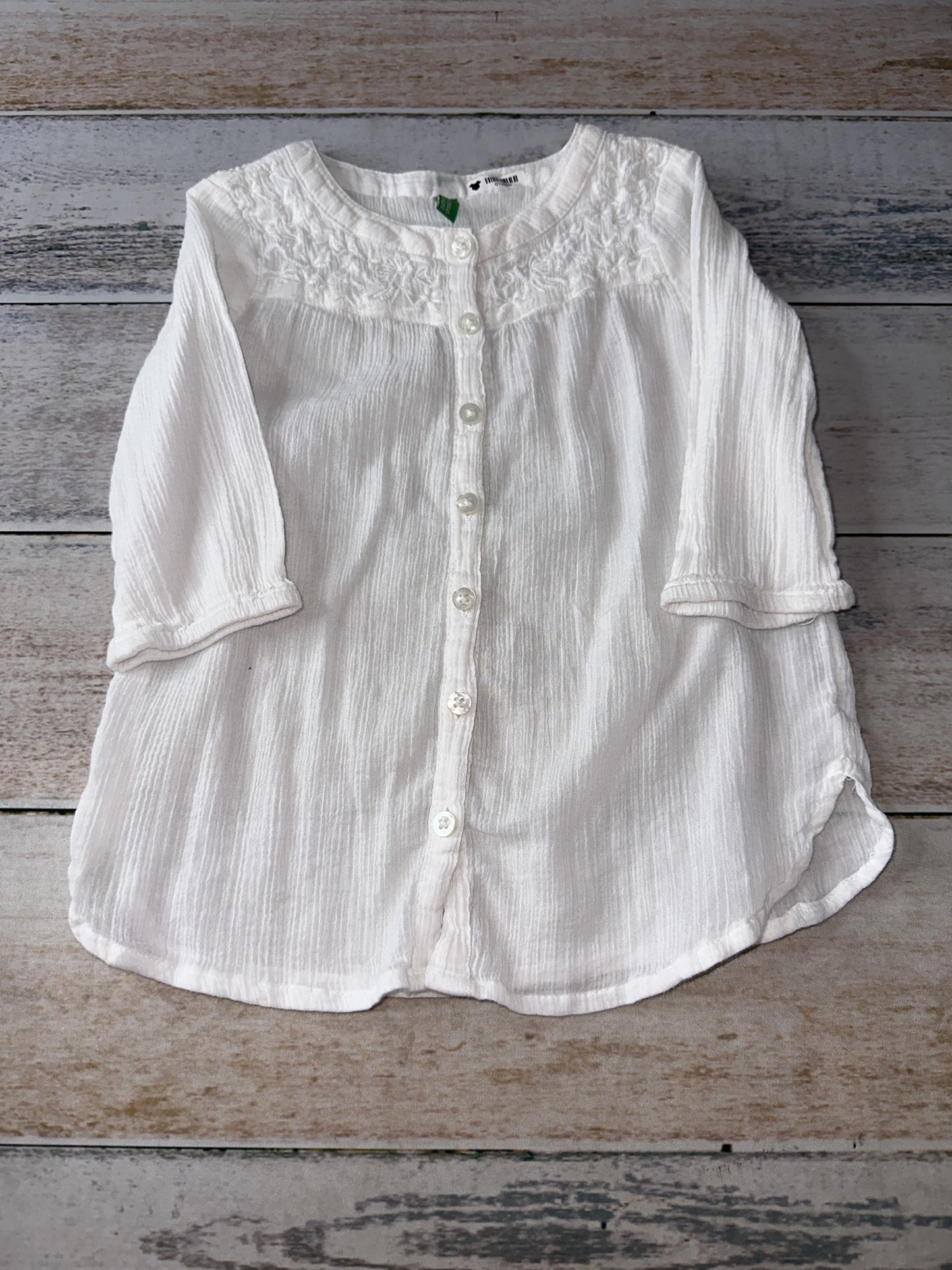 Beneton Girls White Button Down Short Sleeve Size: 2T White